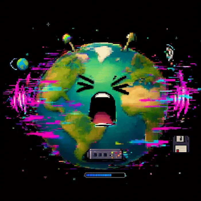 Dialtone, the 8-bit pixel globe with antenna ears