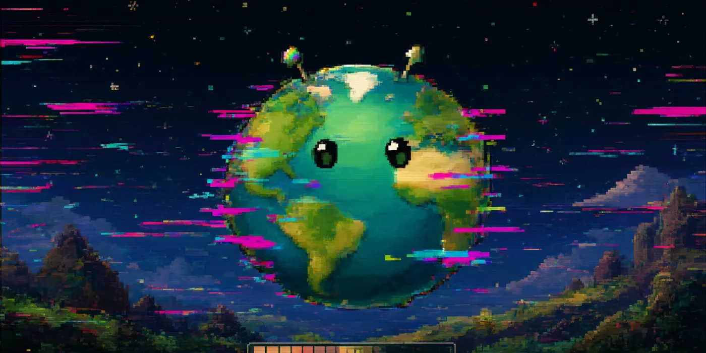 Dialtone the pixel globe screeching mid-glitch